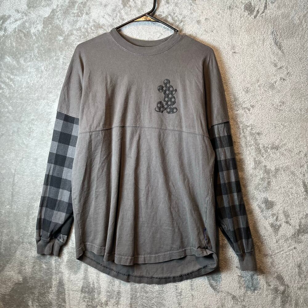 Walt Disney‎ World Plaid Mickey Mouse Spirit Jersey Black Gray Size Small